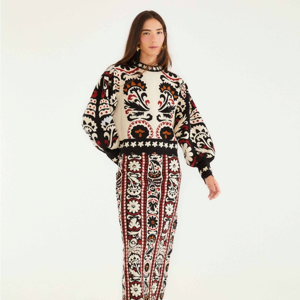 FARM Rio Stripes Winter Tapestry Knit Sweater
